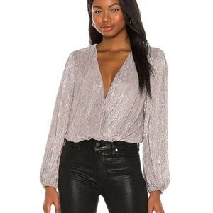 ASTR Primadonna Metallic Wrap Top XS NWT